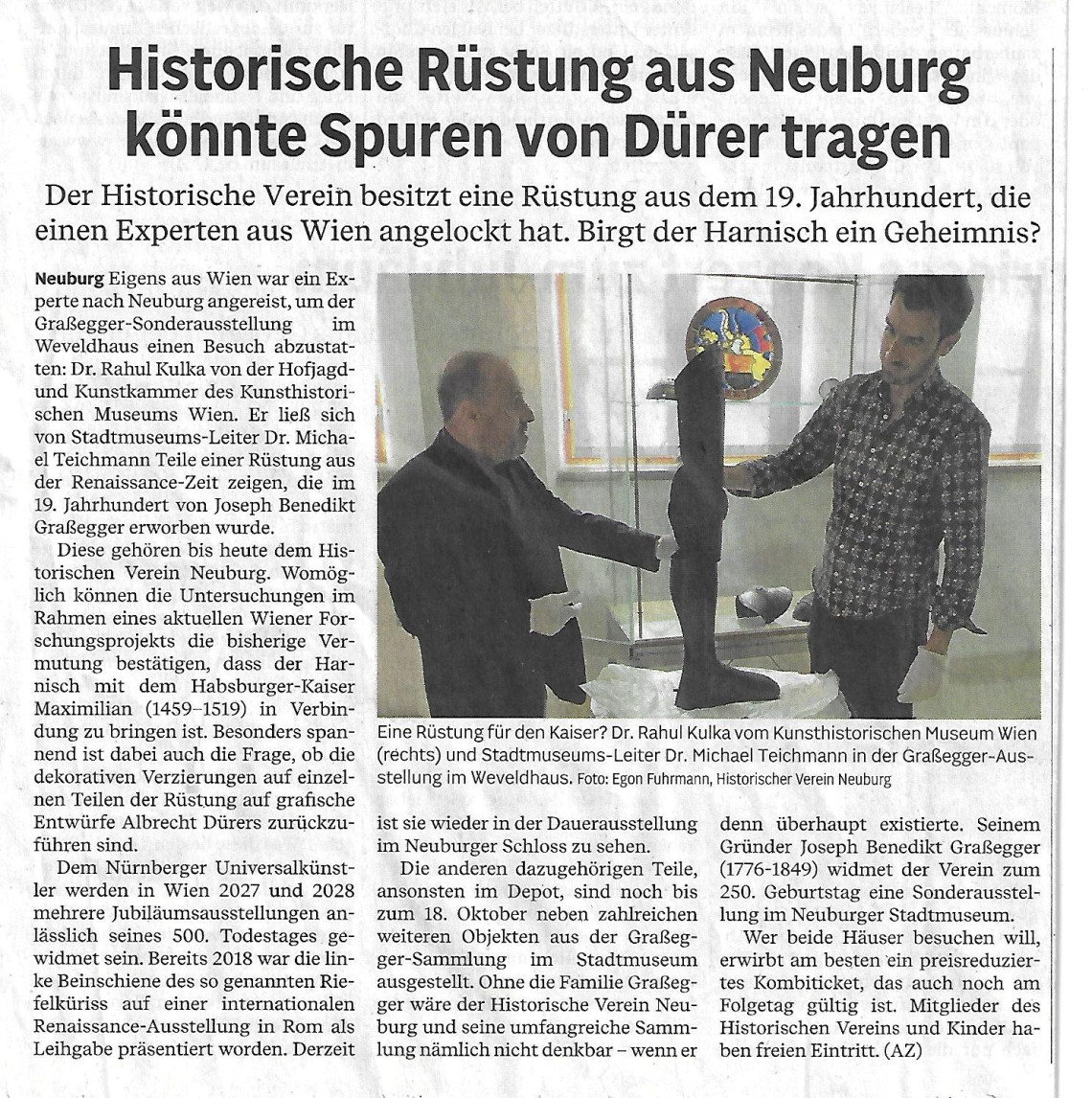 Eine R&uuml;stung f&uuml;r den Kaiser mit Spuren von D&uuml;rer?